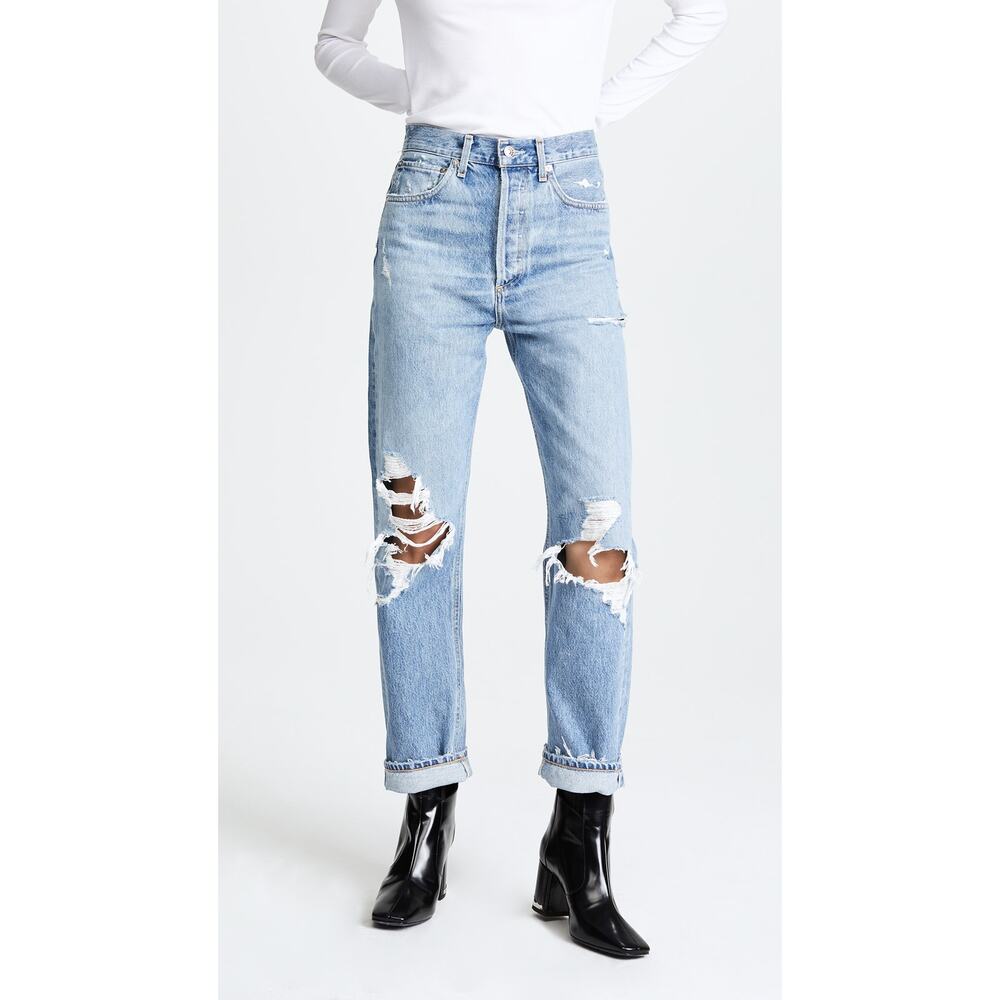 Agolde '90S' Blue Cotton Fit Mid Rise Loose Fit Denim Jean Size 22